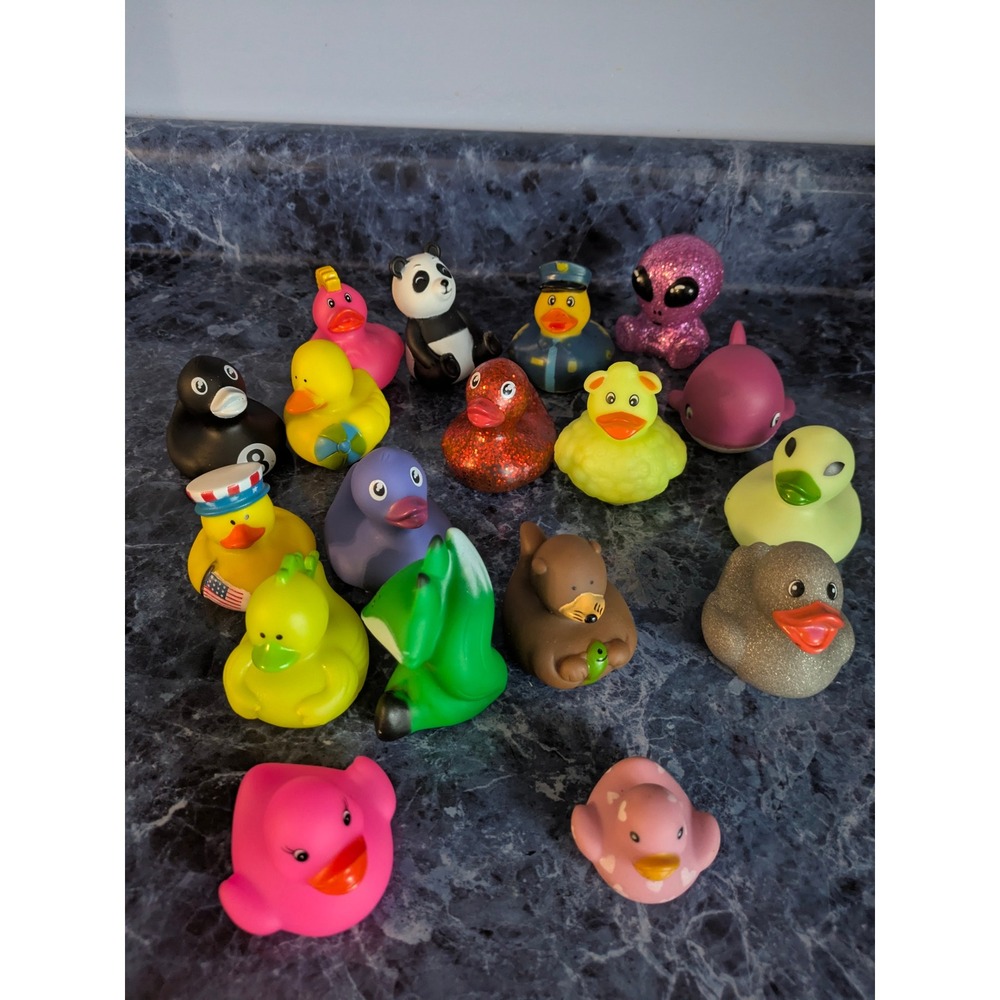Rubber Duck Novelty Toy Assortment Mixed Lot 18pc Panda Alien Glitter 2 Inch‎